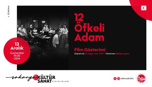 Öfkeli Adam film gösterimi, 12 Angry Men orijinal adıyla, Sinanlı Lumer yönetmenliğinde.