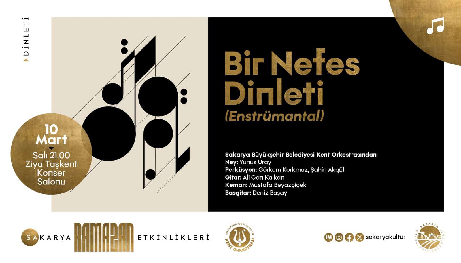 Kent Orkestrası, Ramazan Kültür Sanat Takvimi'nde Ziya Taşkent'te Unutulmaz Eserlerle Dinleyicileri Buluşturacak