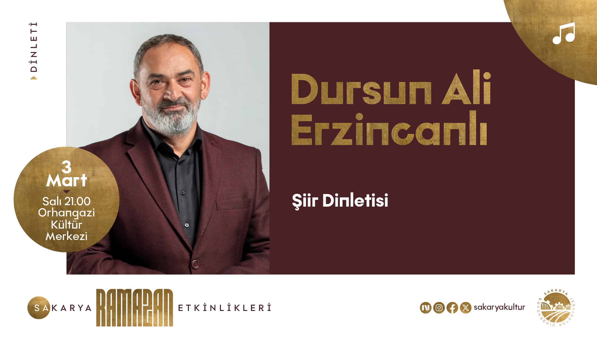 Dursun Ali Erzincanlı, Ramazan Kültür Sanat Takvimi’nde Şiirleriyle Sakarya’da Konuk Edilecek